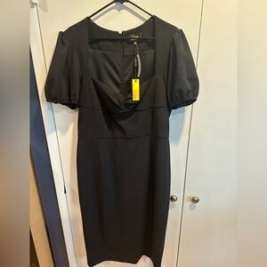 Alexia Admor Black Puff Sleeve Midi Dress